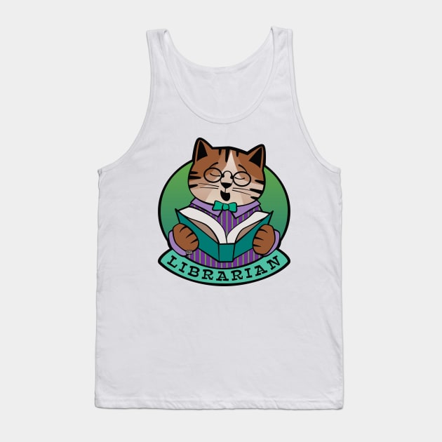 Librarian Cat Story Time Tank Top by Sue Cervenka